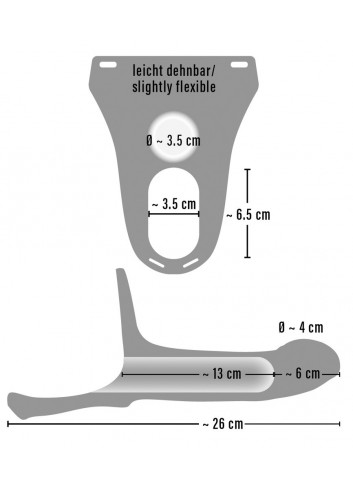 Elastyczny silikonowy strap-on z wibracjami + przedłużka 6 cm