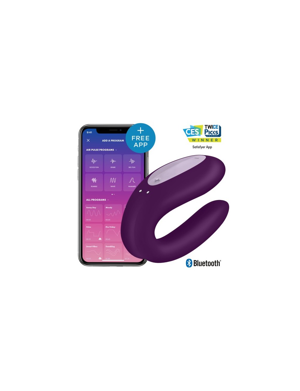 wibrator dla par sterowany aplikacją na telefon double joy fioletowy