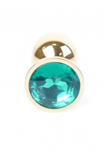 Korek analny złoty z zielonym kryształem