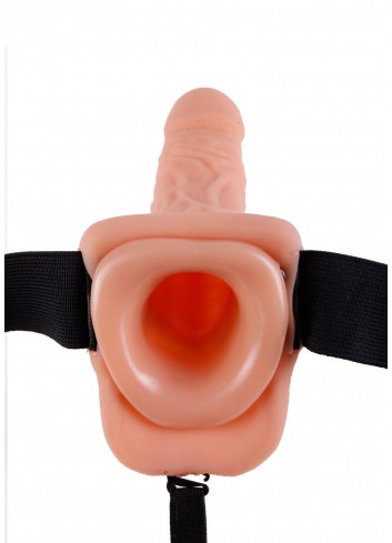 7in. Vibrating Hollow Strap-On Light skin tone