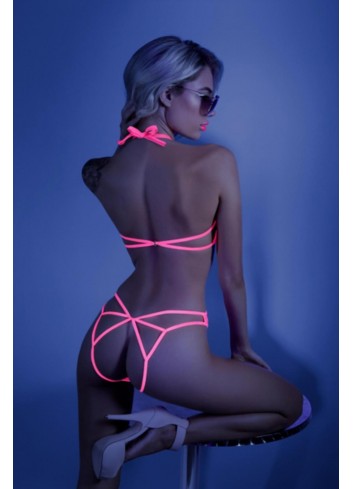 Impress Me Lace Body with Open Back - Neon Pink
