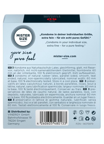 Prezerwatywy na wymiar Mister size 60 dla obwodu 12 - 13 cm op. 3 sztuki