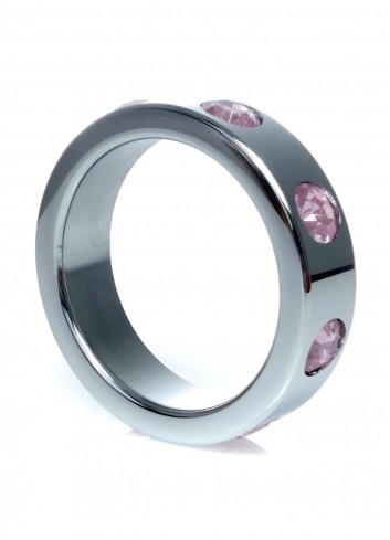 Pierścień-Metal Cock Ring with Rose Diamonds Large